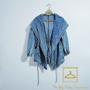 Denim Hooded Tie Waist Jacket